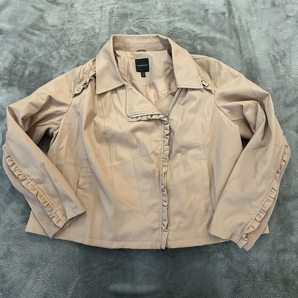 Lane Bryant 22/24 Faux Leather Ruffle Jacket Coat Moto